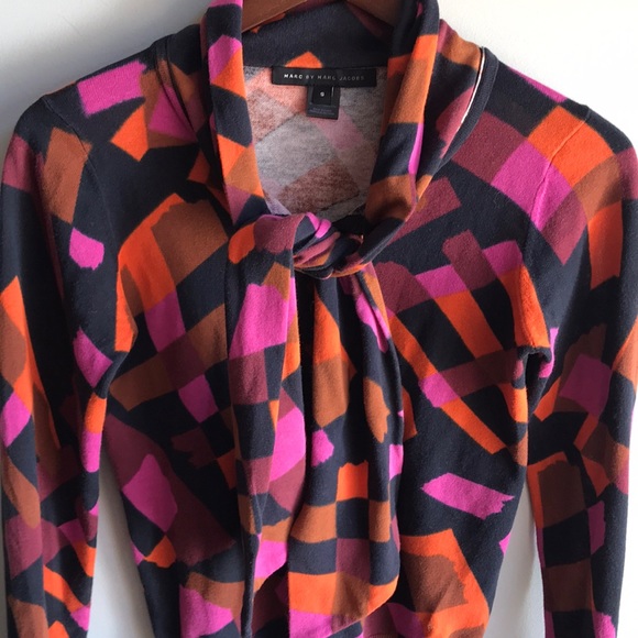 Marc By Marc Jacobs Black and Orange Geometric Cardigan - Picture 2 of 8